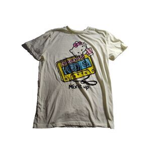 Hello Kitty Large Yellow Short Sleeve‎ "Mix it Up" Cassette Tape T-Shirt 668